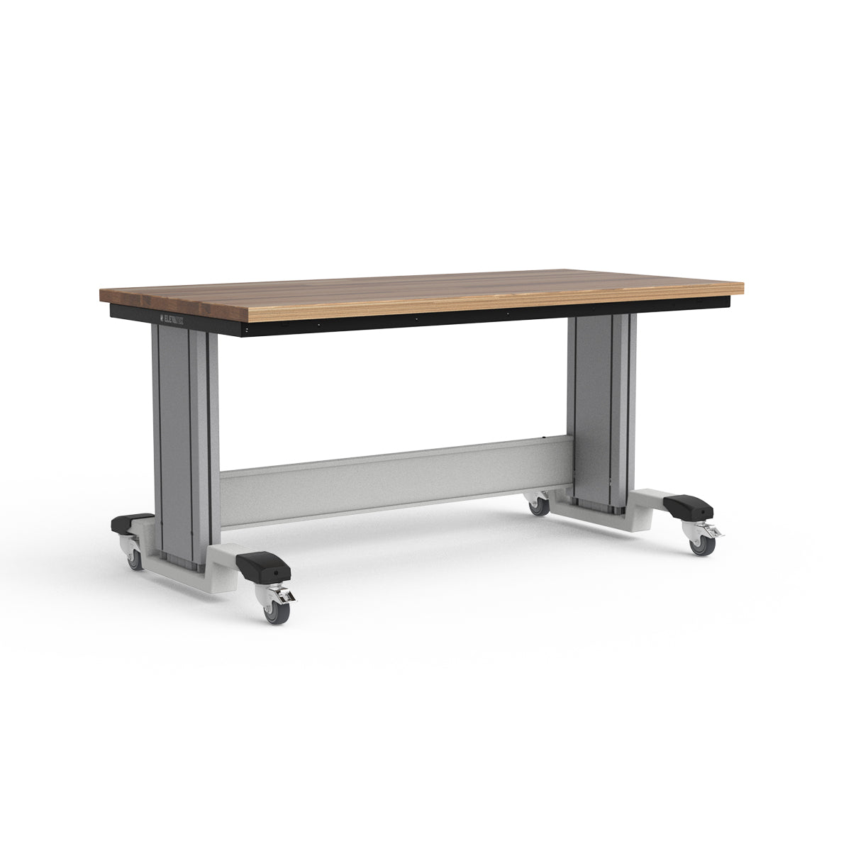 Mobile Adjustable Height Workbench - Laminated Wood Top