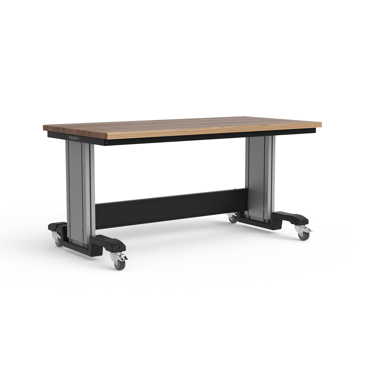 Mobile Adjustable Height Workbench - Laminated Wood Top