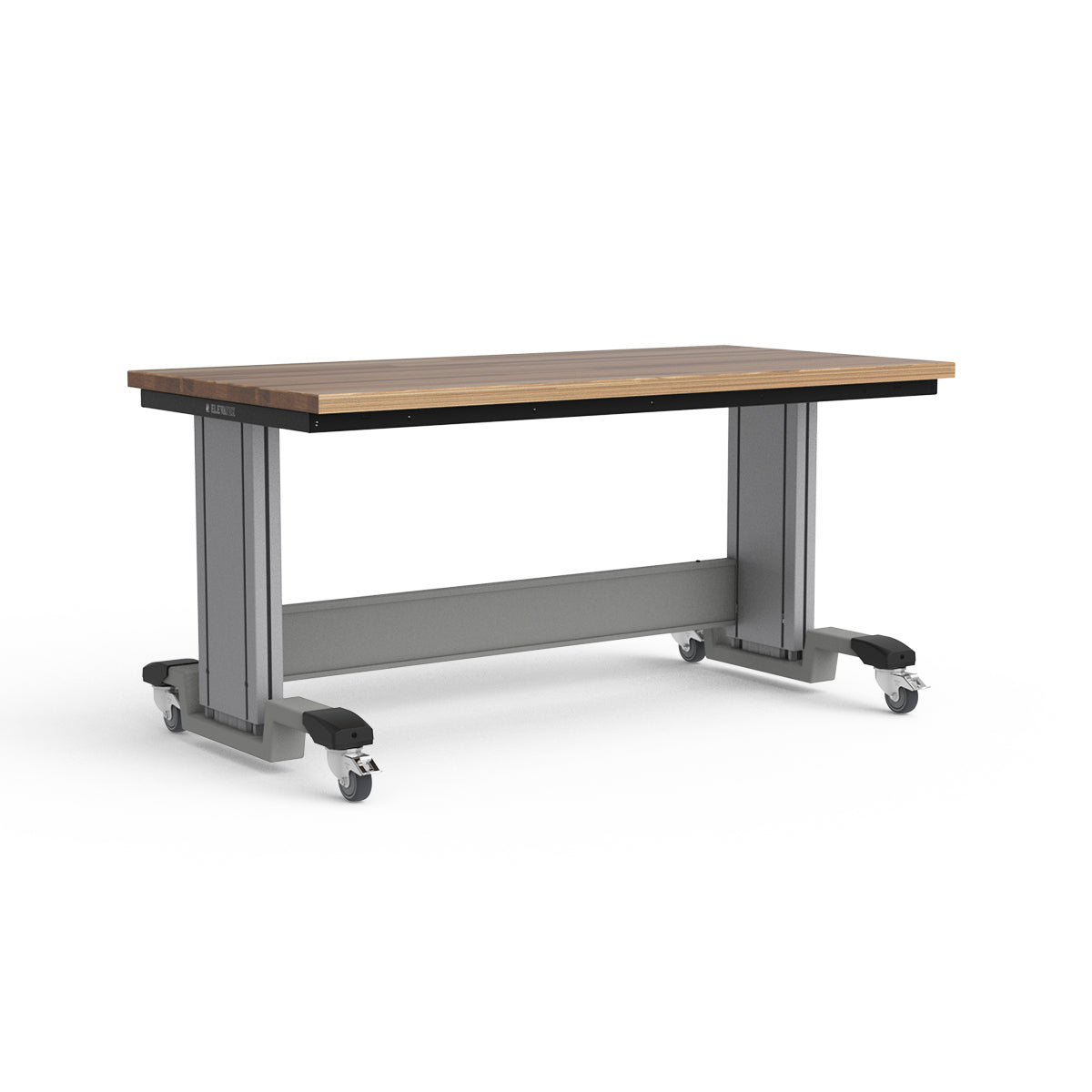Mobile Adjustable Height Workbench - Laminated Wood Top