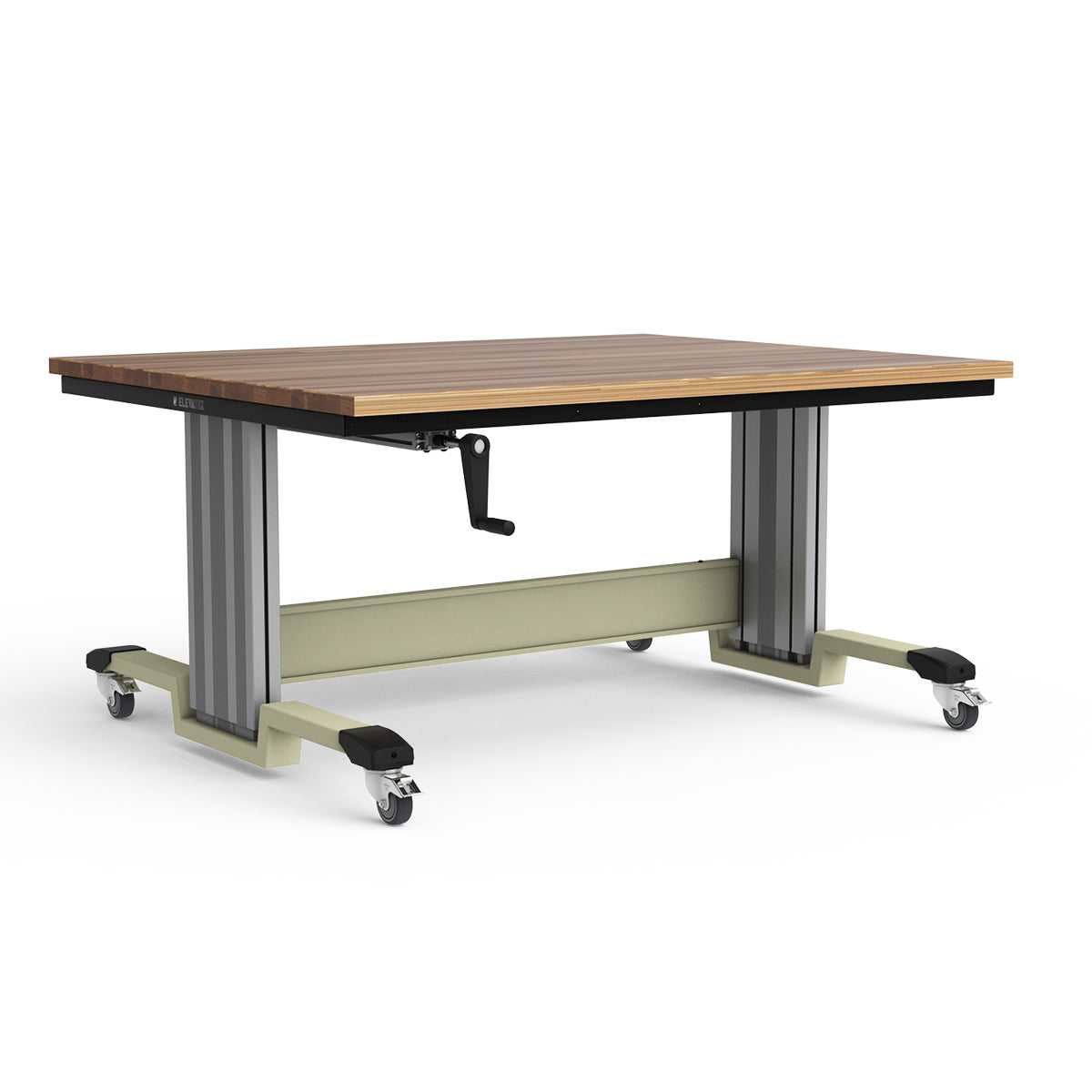 Mobile Adjustable Height Workbench - Laminated Wood Top