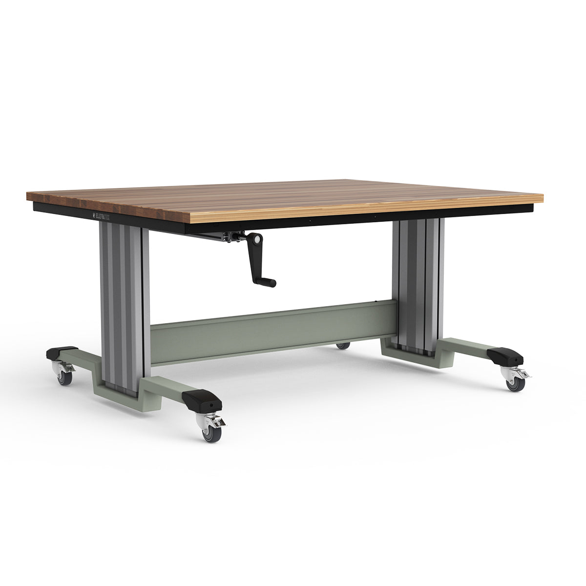 Mobile Adjustable Height Workbench - Laminated Wood Top