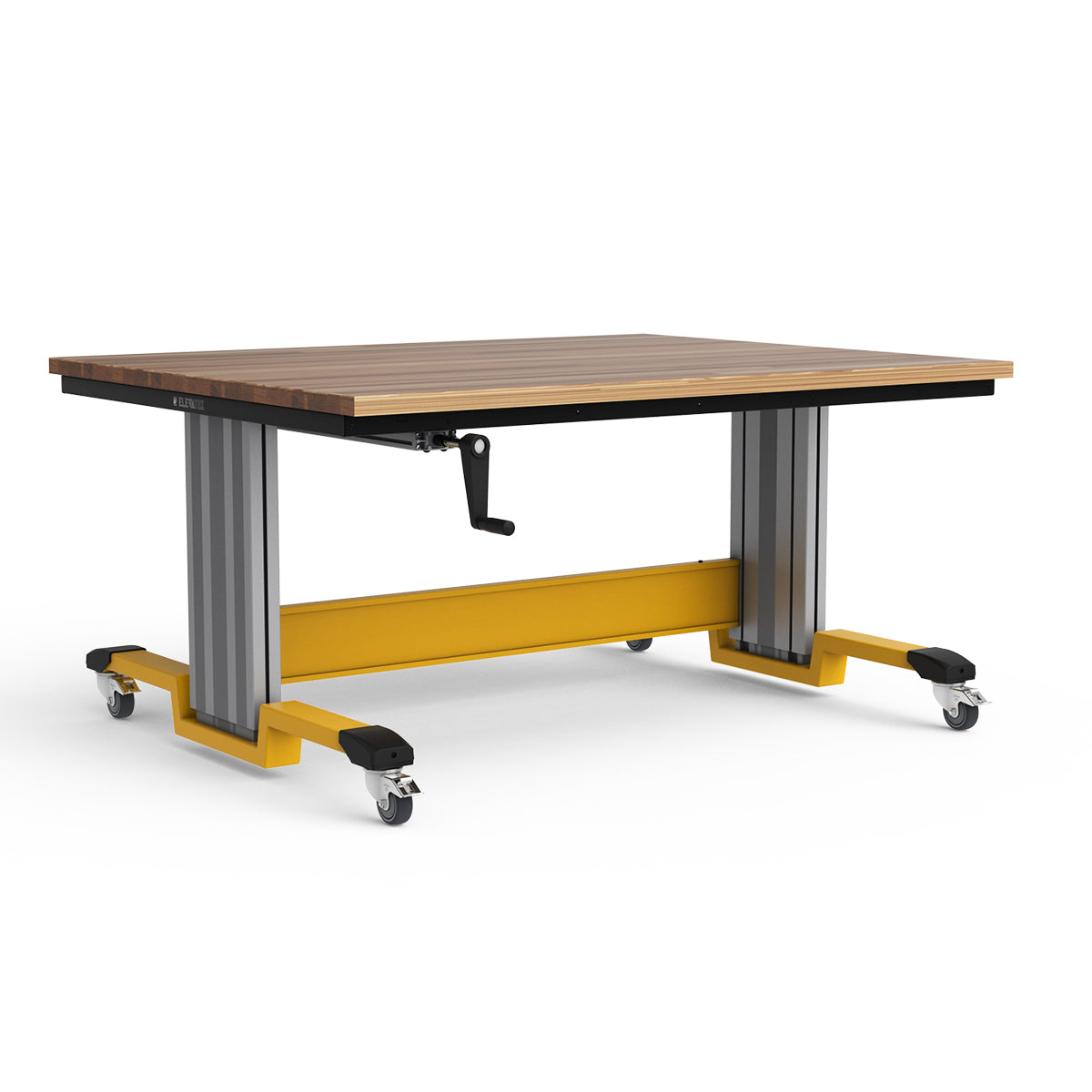 Mobile Adjustable Height Workbench - Laminated Wood Top
