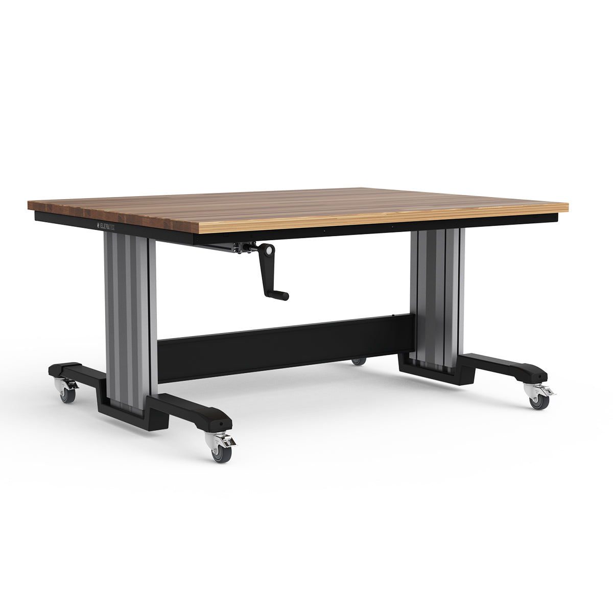Mobile Adjustable Height Workbench - Laminated Wood Top