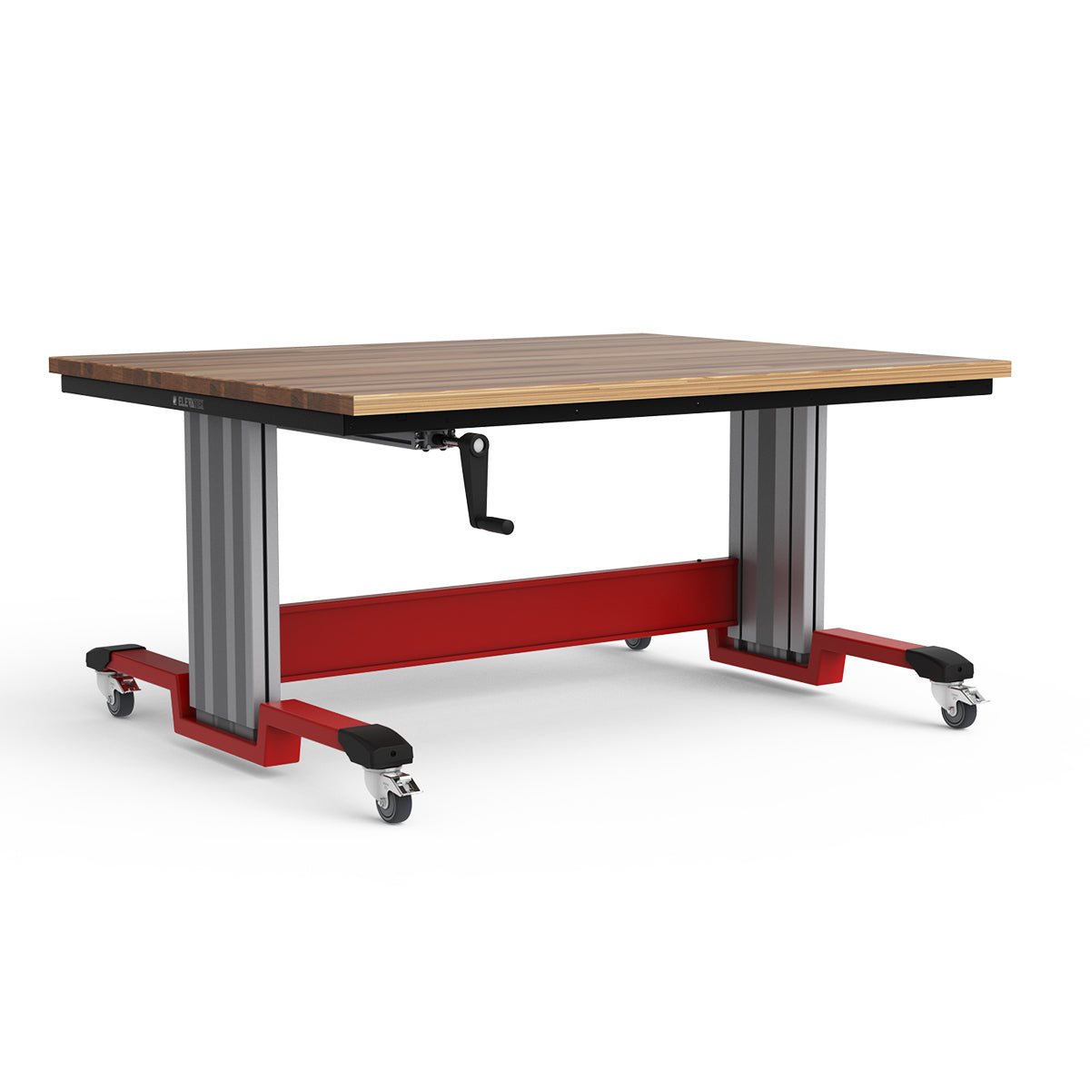 Mobile Adjustable Height Workbench - Laminated Wood Top
