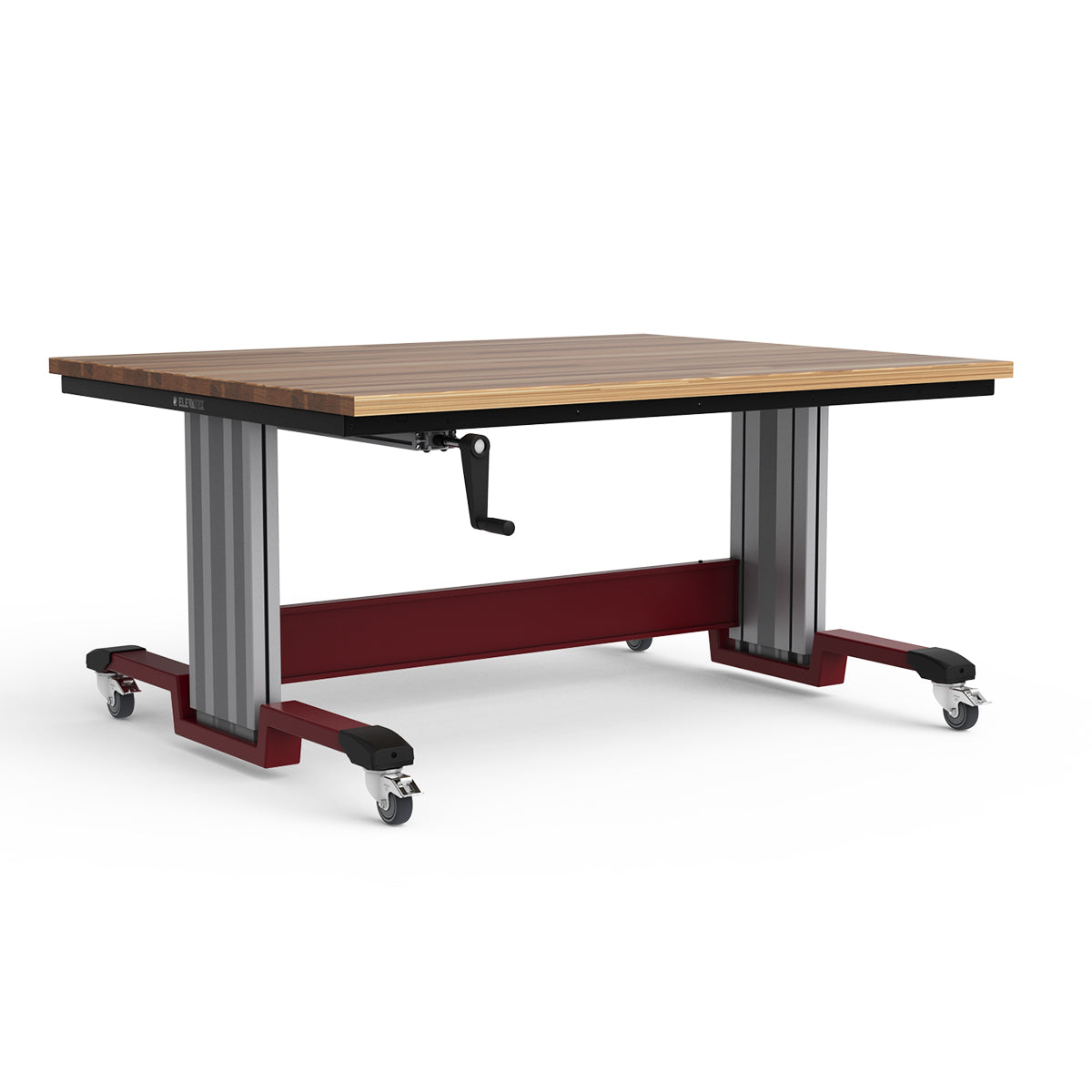 Mobile Adjustable Height Workbench - Laminated Wood Top