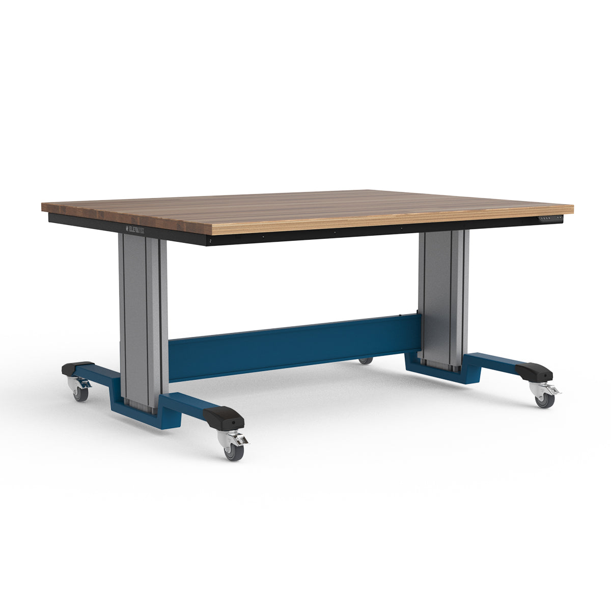 Mobile Adjustable Height Workbench - Laminated Wood Top
