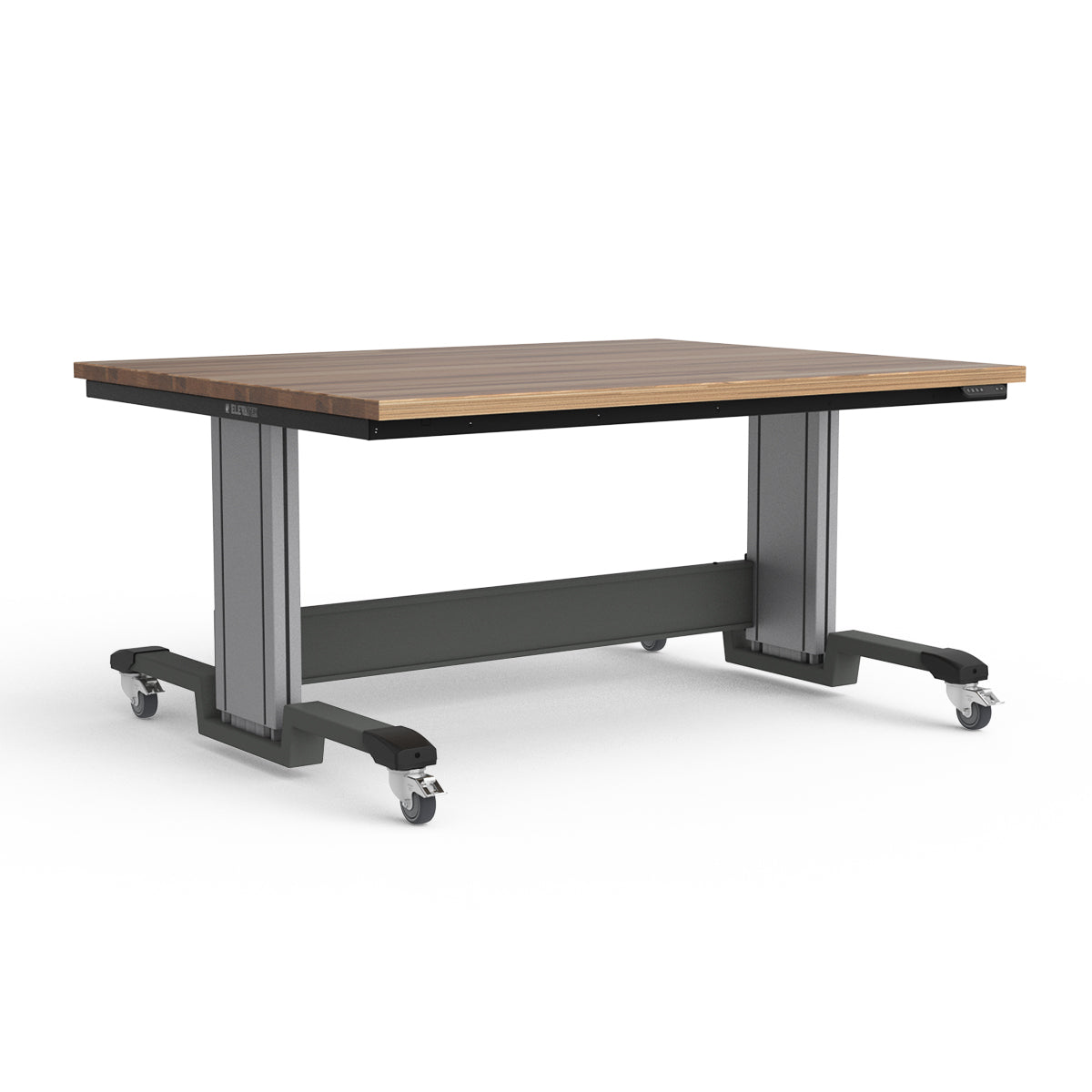 Mobile Adjustable Height Workbench - Laminated Wood Top