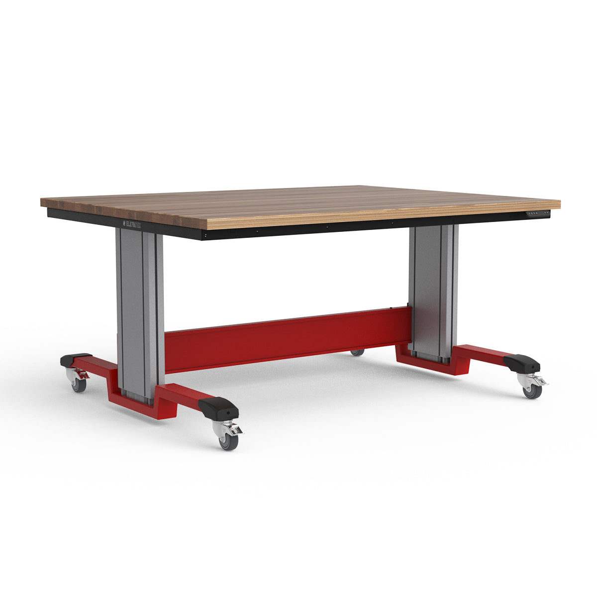Mobile Adjustable Height Workbench - Laminated Wood Top