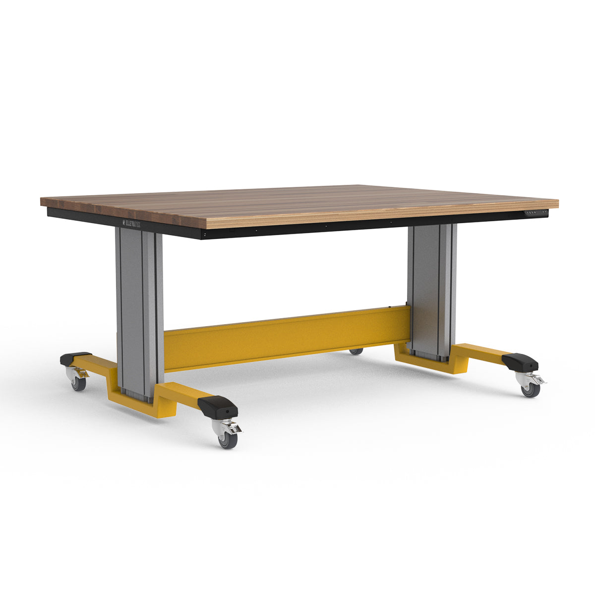 Mobile Adjustable Height Workbench - Laminated Wood Top