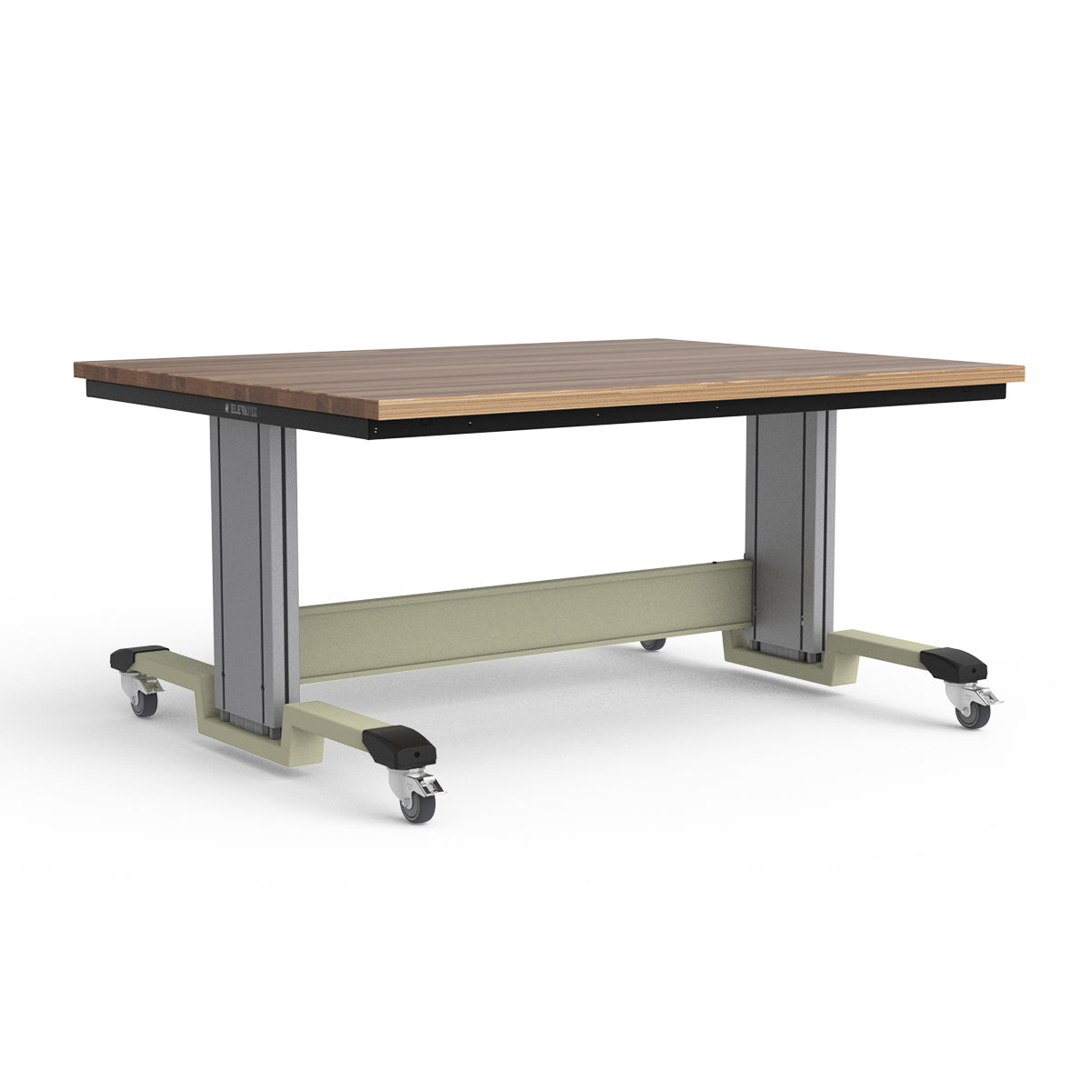 Mobile Adjustable Height Workbench - Laminated Wood Top
