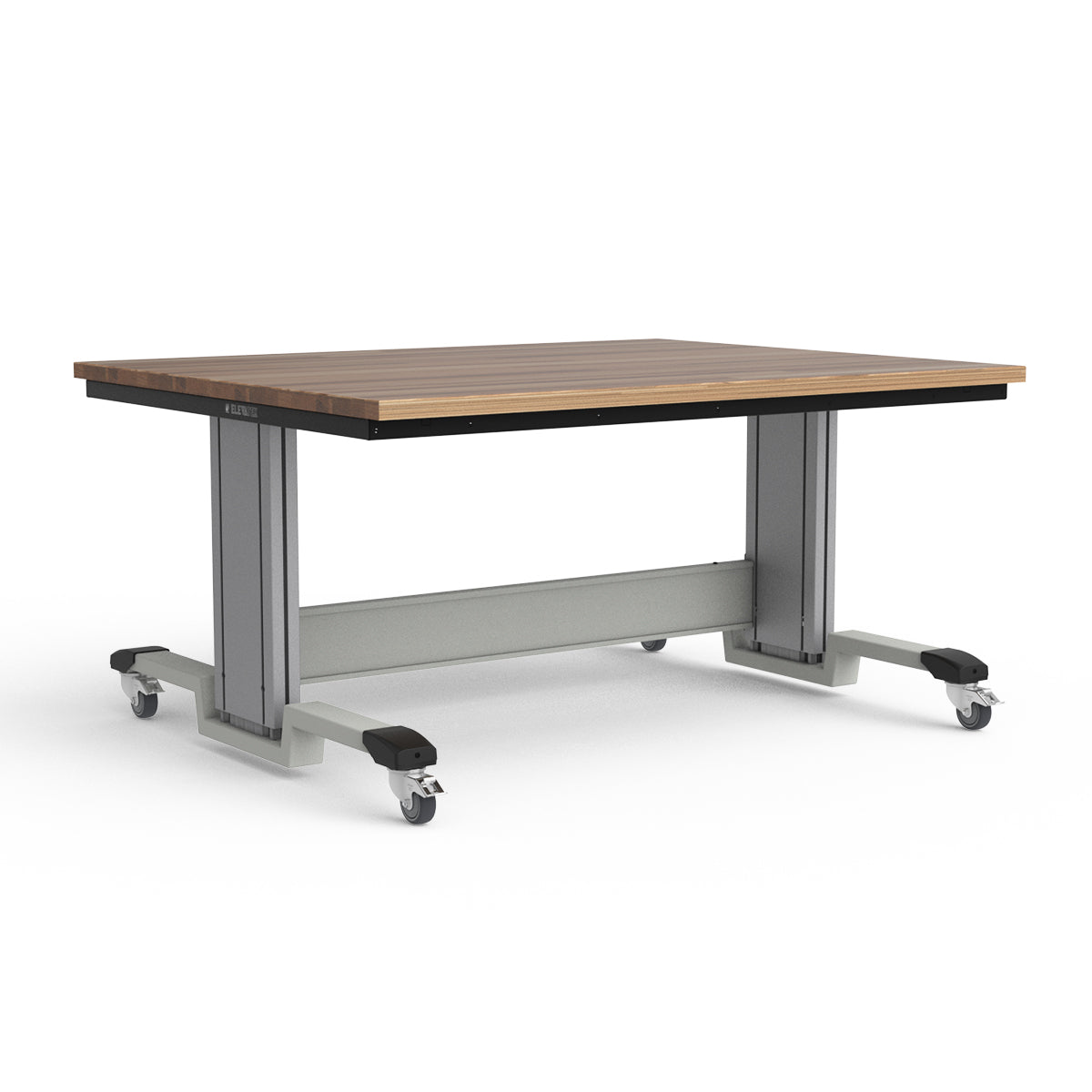 Mobile Adjustable Height Workbench - Laminated Wood Top