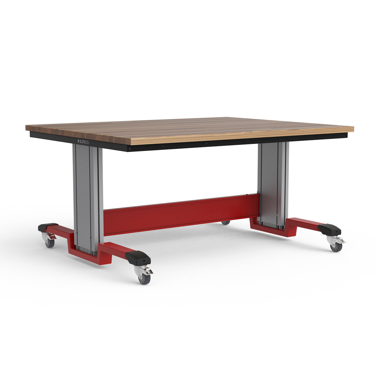 Mobile Adjustable Height Workbench - Laminated Wood Top