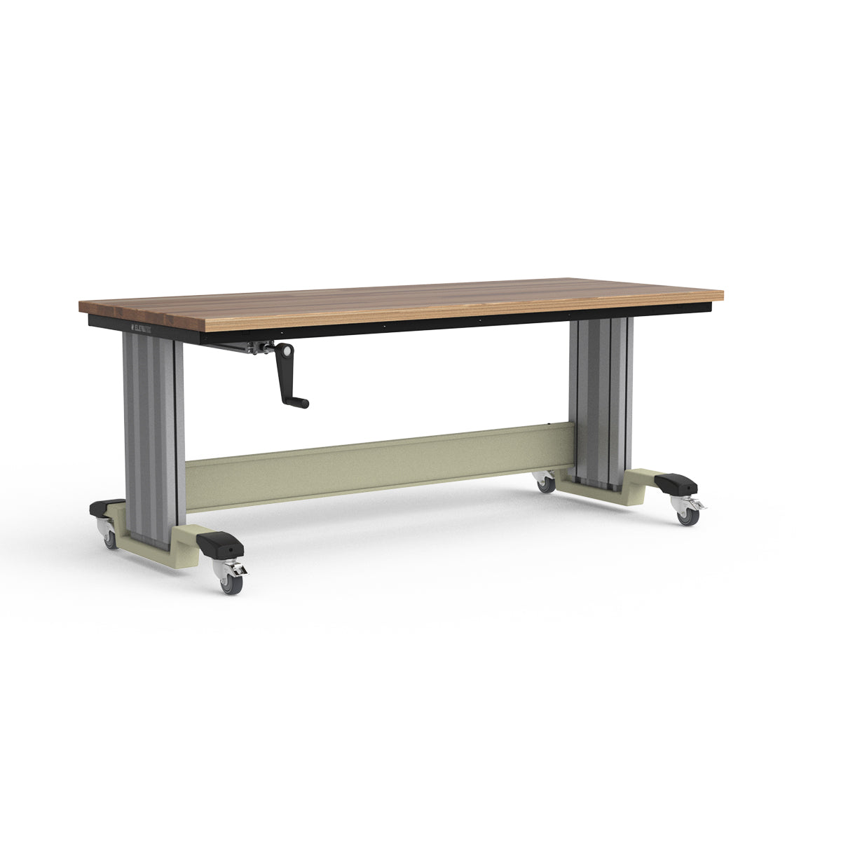 Mobile Adjustable Height Workbench - Laminated Wood Top