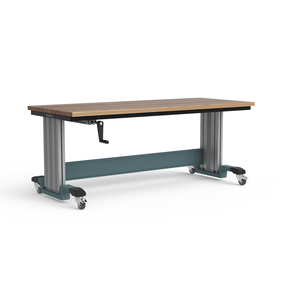Mobile Adjustable Height Workbench - Laminated Wood Top