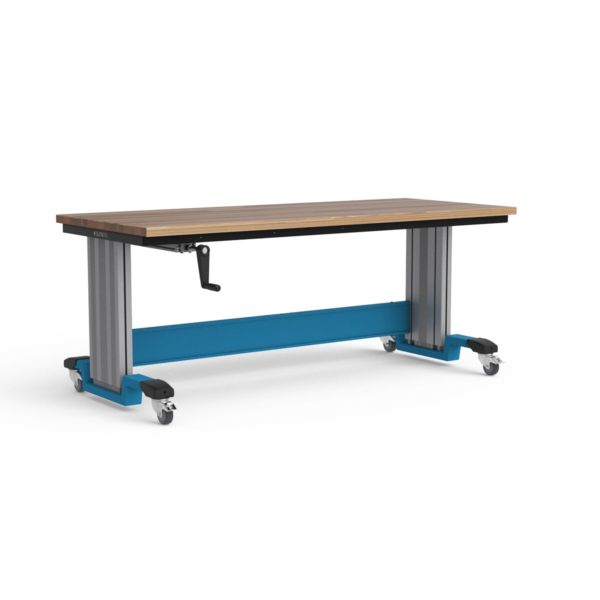 Mobile Adjustable Height Workbench - Laminated Wood Top