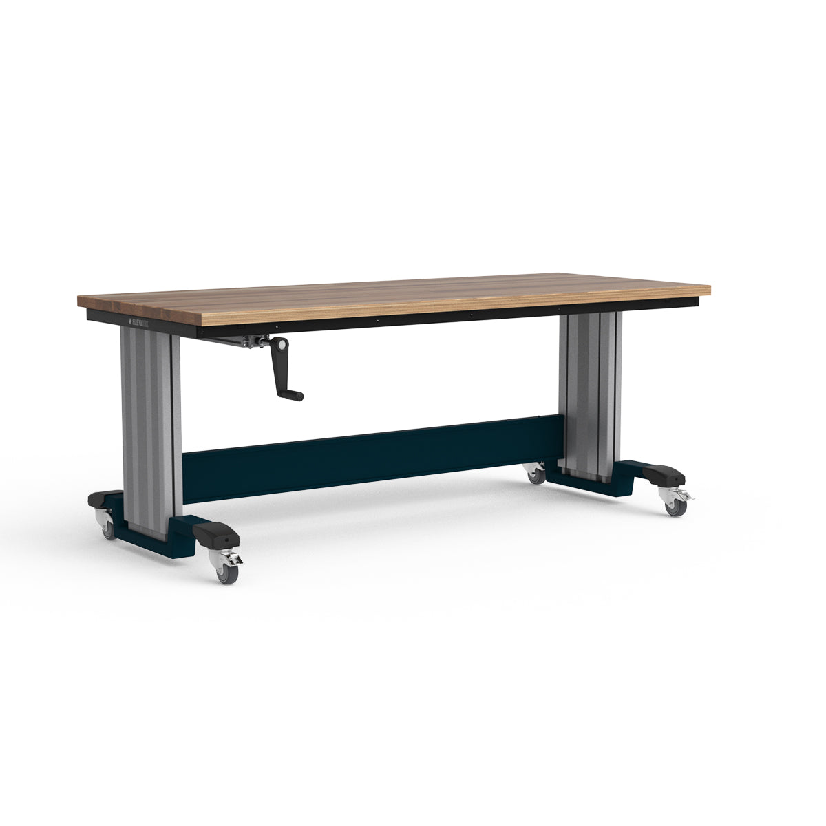 Mobile Adjustable Height Workbench - Laminated Wood Top