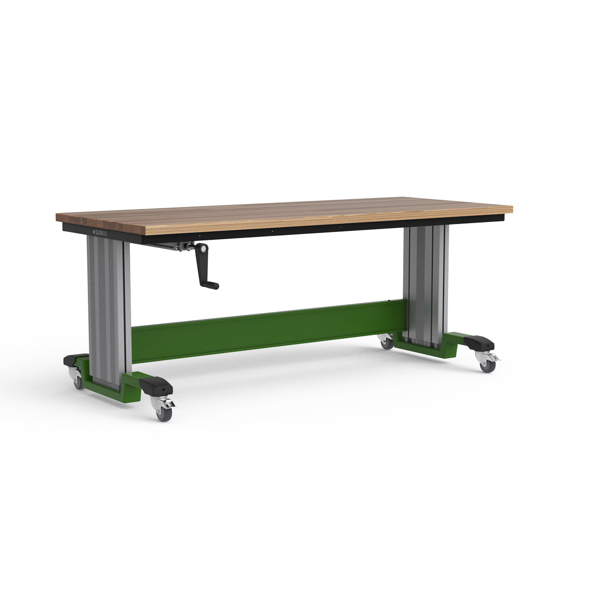 Mobile Adjustable Height Workbench - Laminated Wood Top