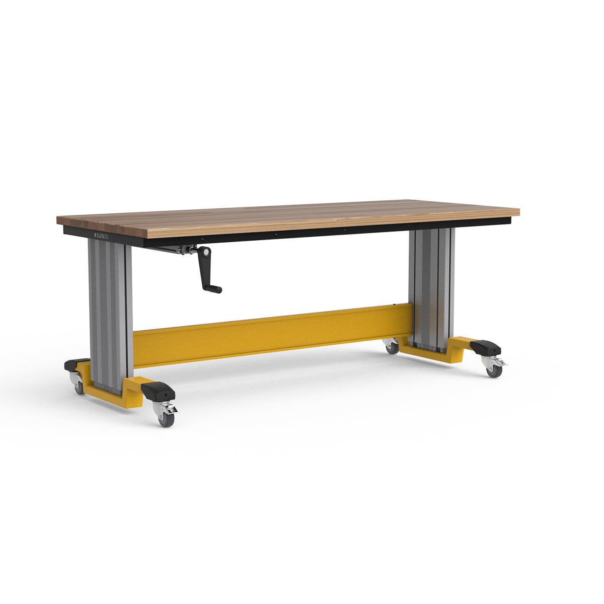 Mobile Adjustable Height Workbench - Laminated Wood Top