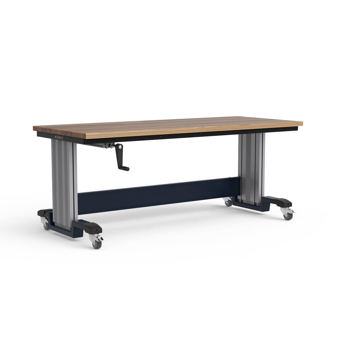 Mobile Adjustable Height Workbench - Laminated Wood Top