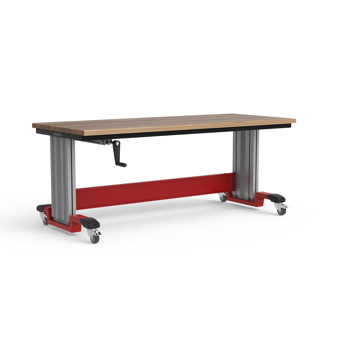 Mobile Adjustable Height Workbench - Laminated Wood Top