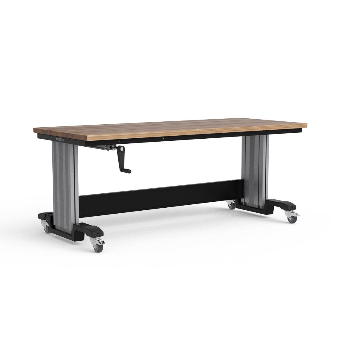 Mobile Adjustable Height Workbench - Laminated Wood Top