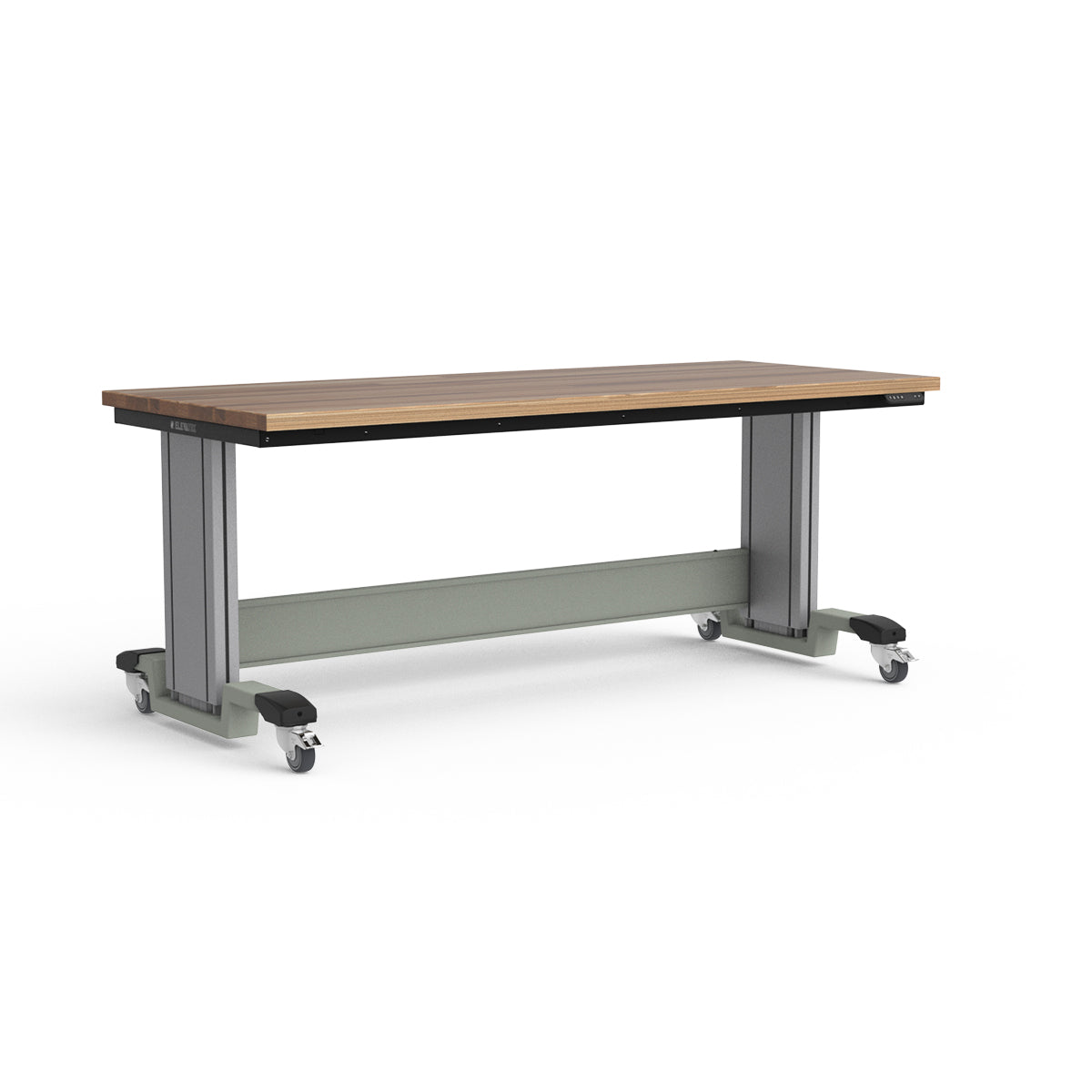 Mobile Adjustable Height Workbench - Laminated Wood Top
