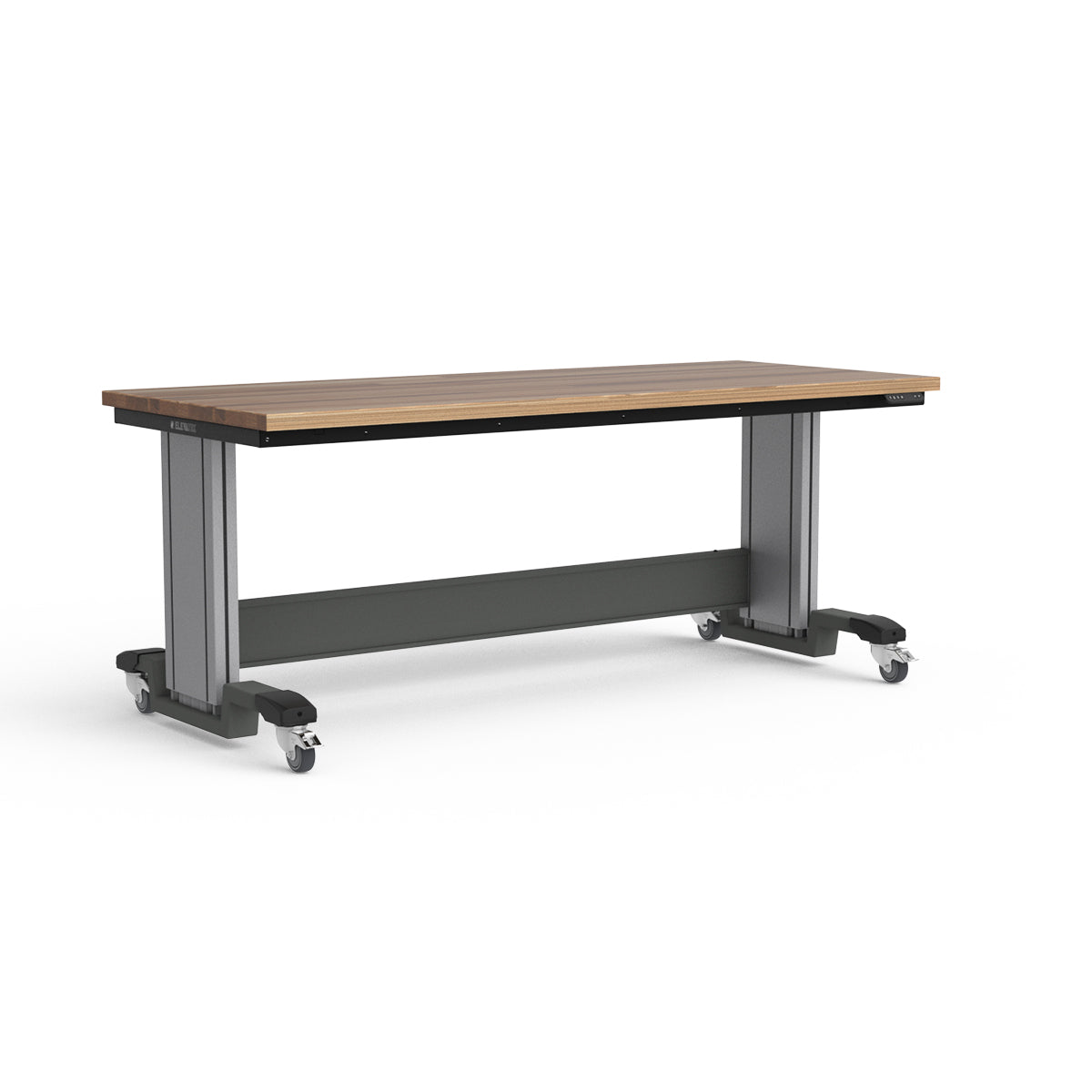 Mobile Adjustable Height Workbench - Laminated Wood Top