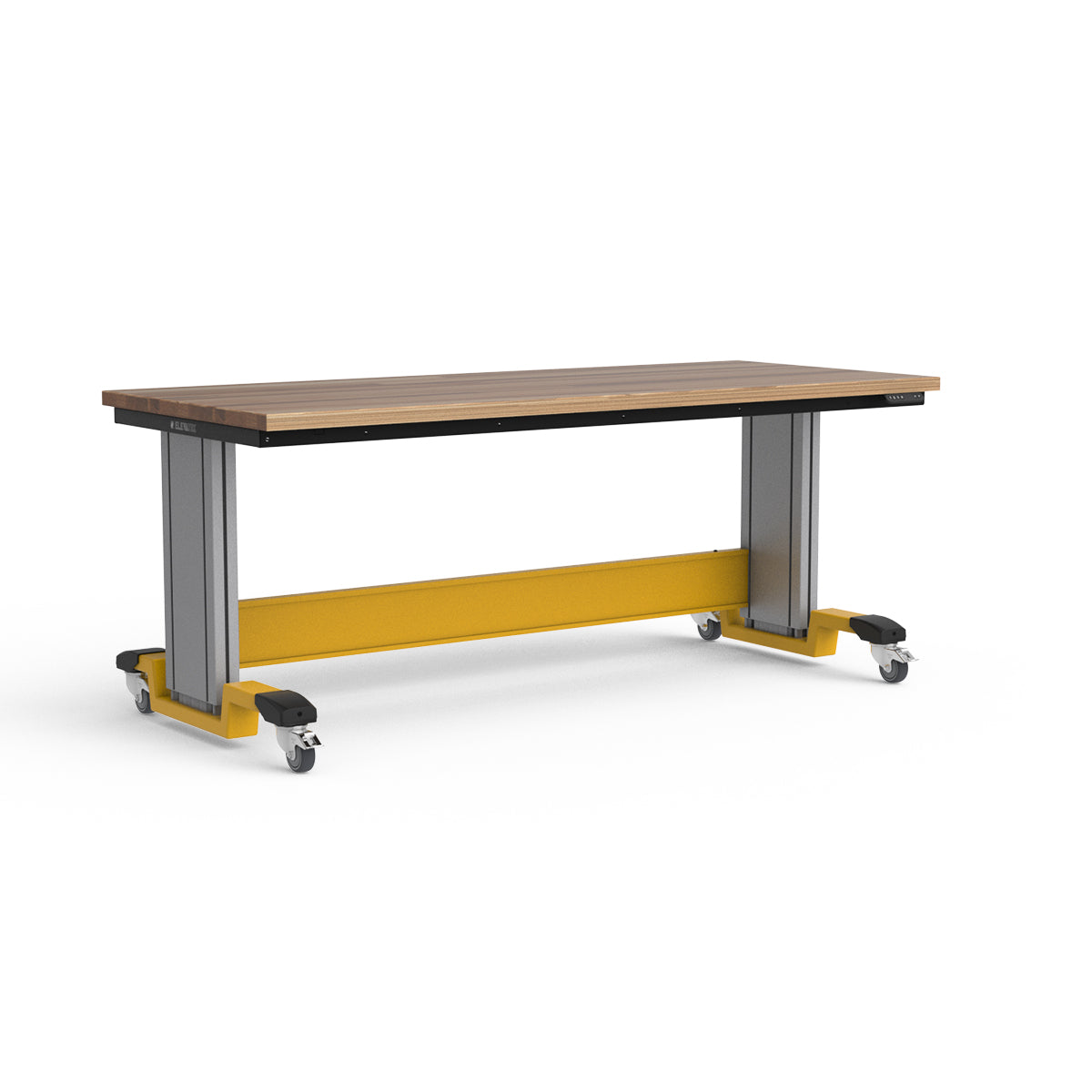 Mobile Adjustable Height Workbench - Laminated Wood Top