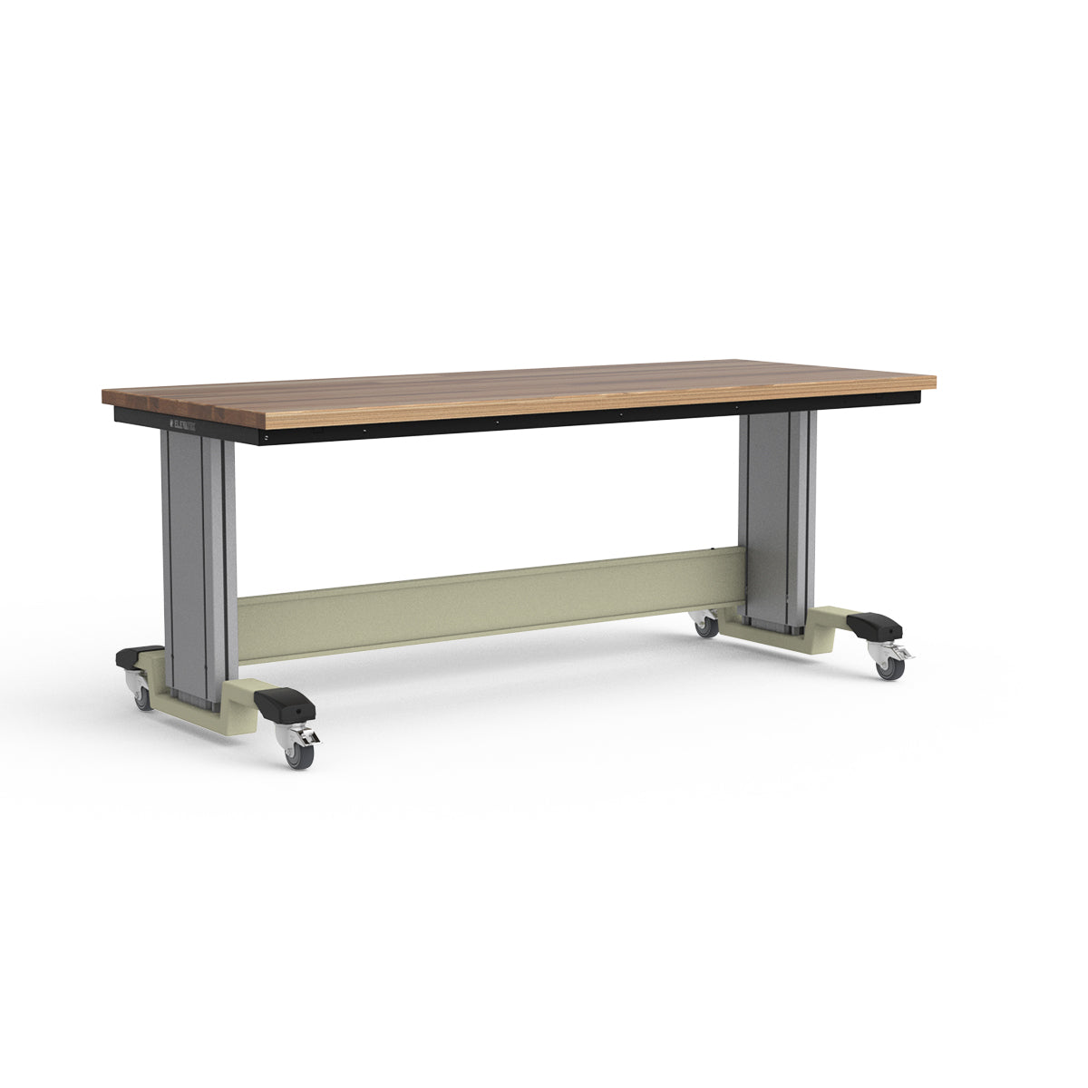 Mobile Adjustable Height Workbench - Laminated Wood Top