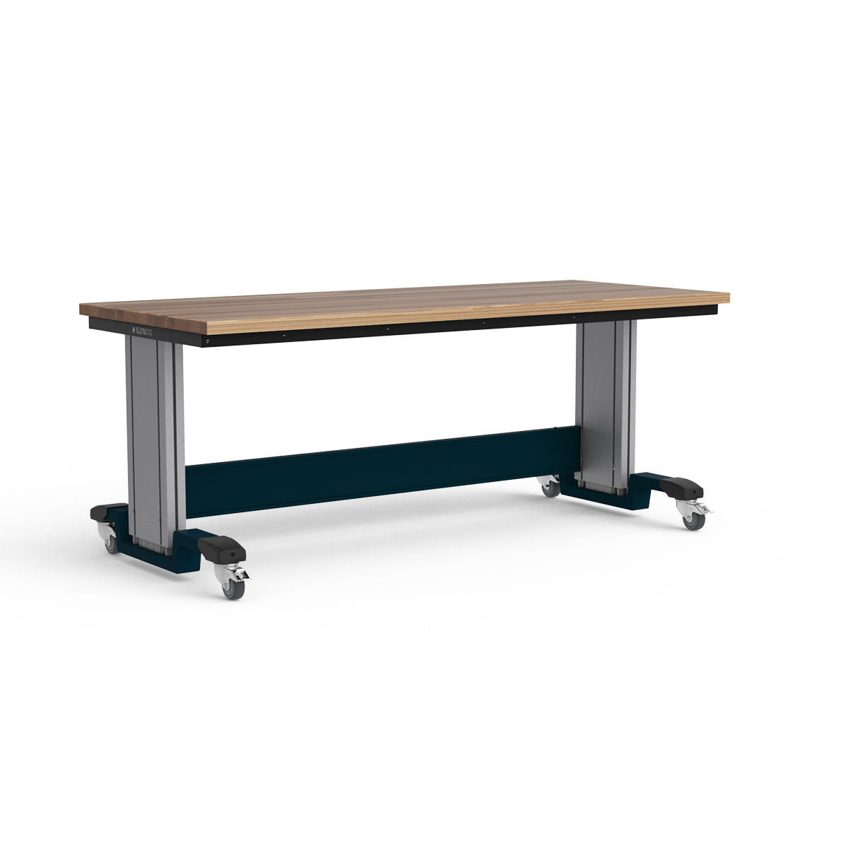 Mobile Adjustable Height Workbench - Laminated Wood Top
