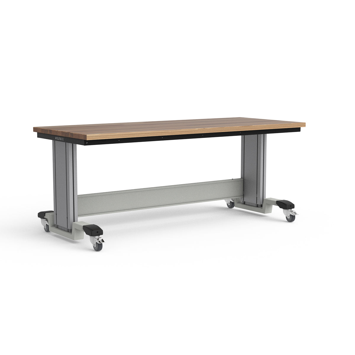 Mobile Adjustable Height Workbench - Laminated Wood Top