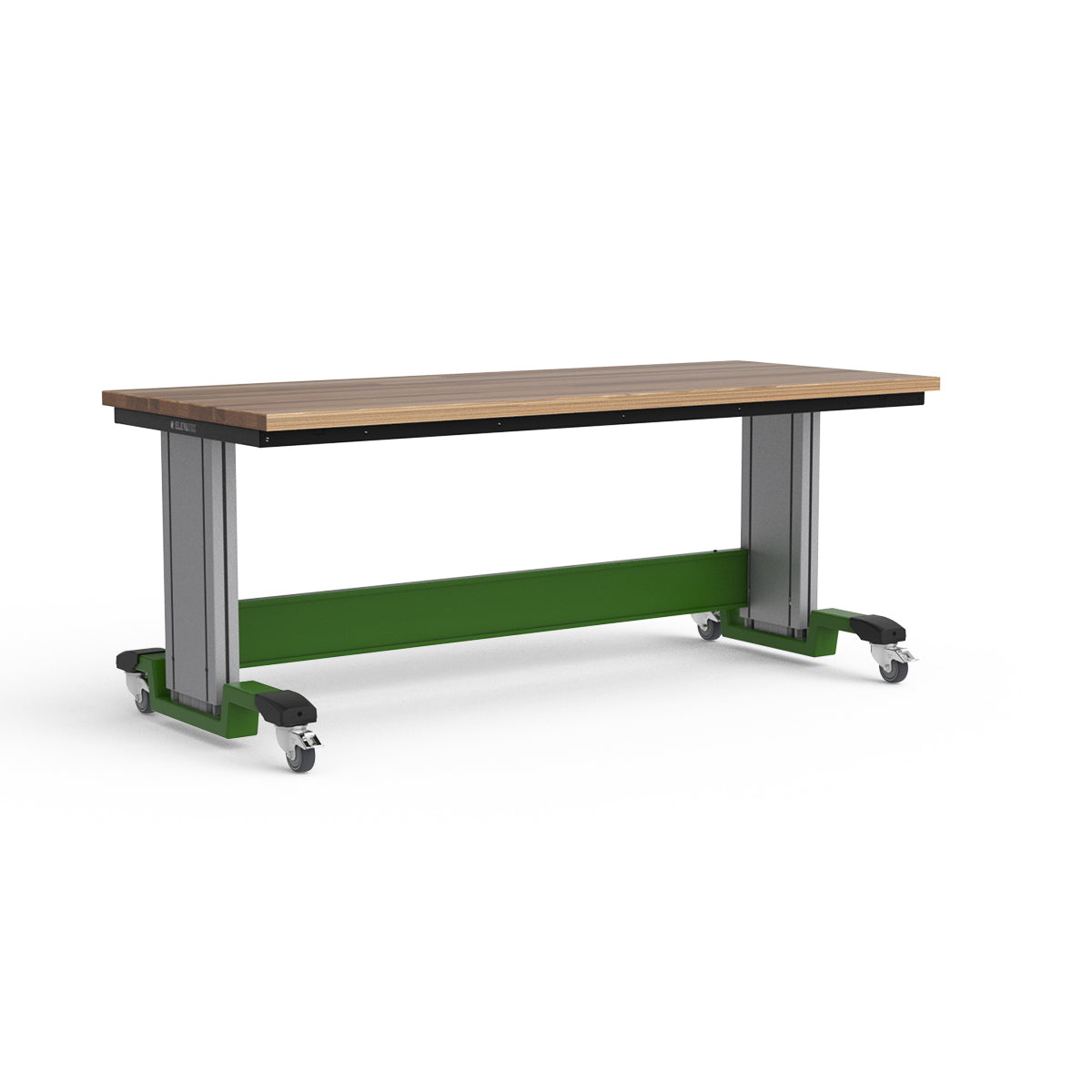 Mobile Adjustable Height Workbench - Laminated Wood Top