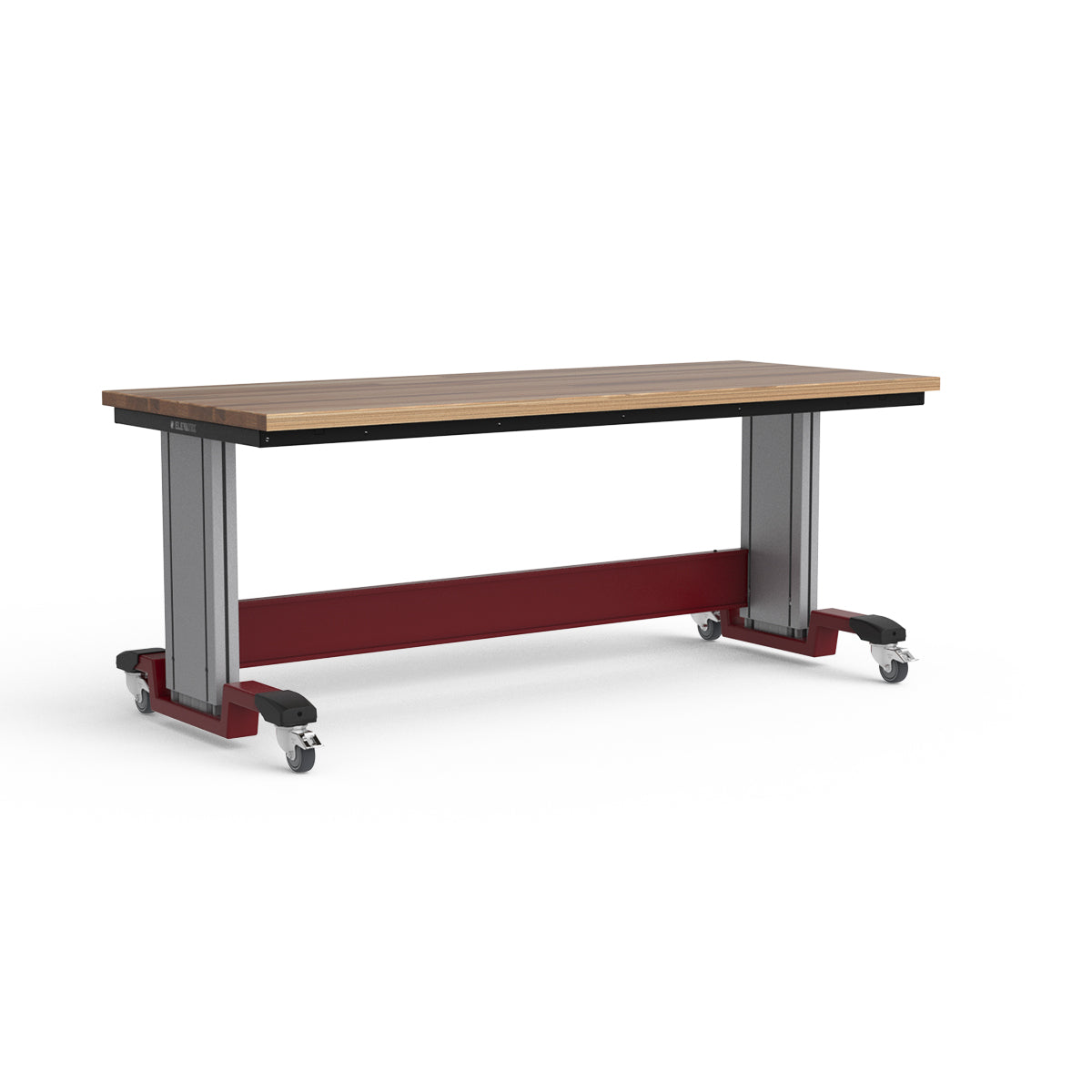 Mobile Adjustable Height Workbench - Laminated Wood Top