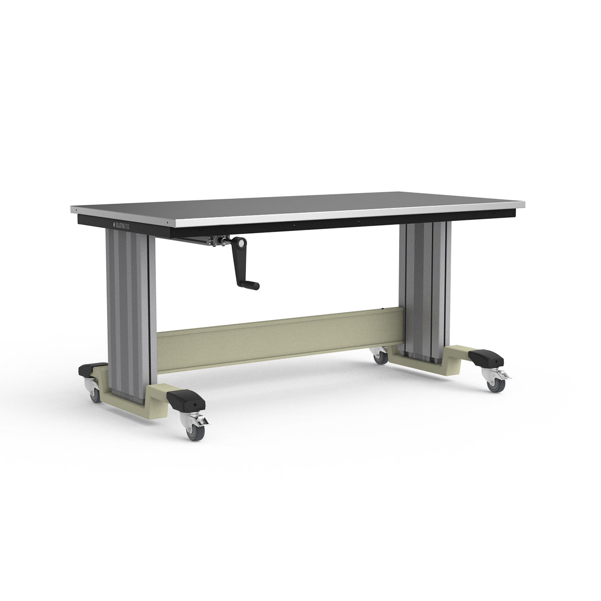 Mobile Adjustable Height Workbench - Stainless Steel Top