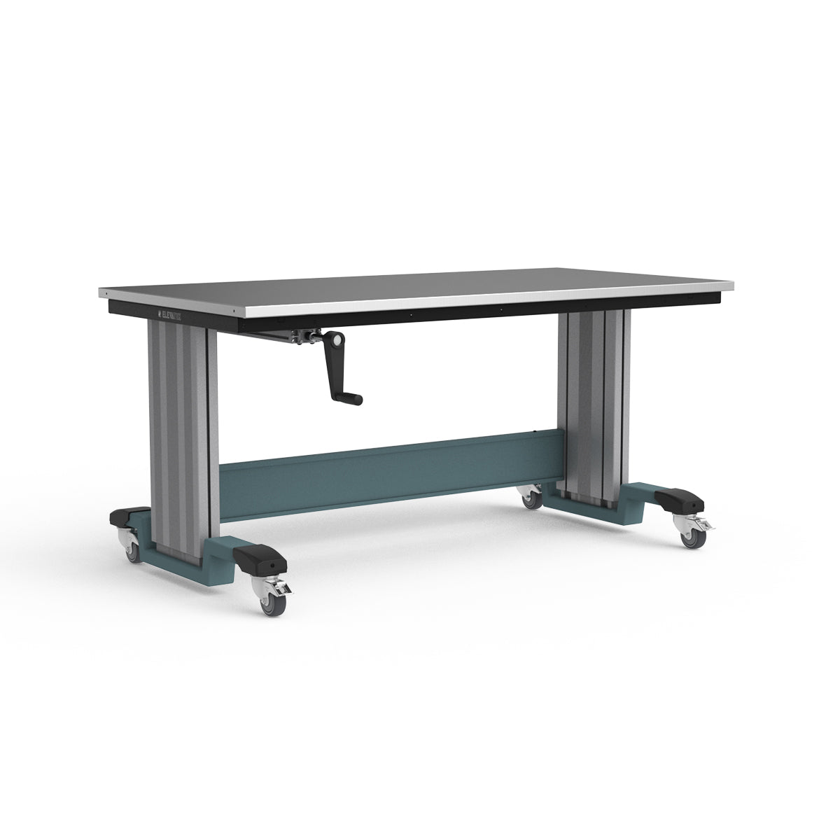 Mobile Adjustable Height Workbench - Stainless Steel Top