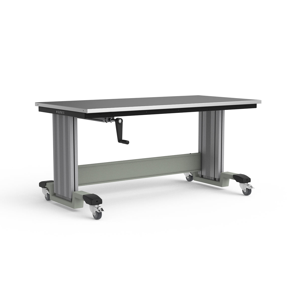Mobile Adjustable Height Workbench - Stainless Steel Top
