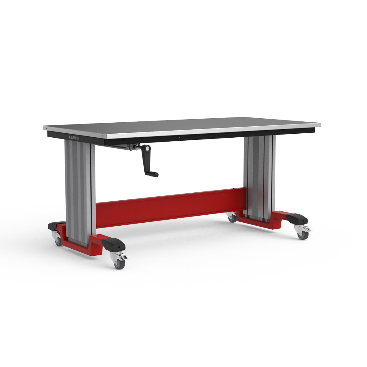 Mobile Adjustable Height Workbench - Stainless Steel Top