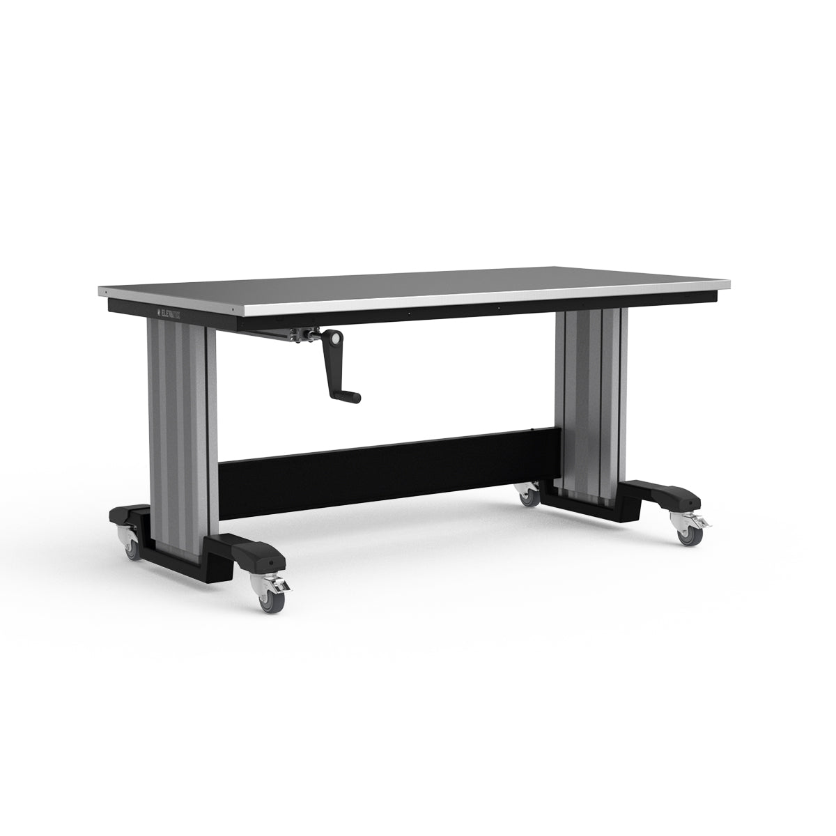 Mobile Adjustable Height Workbench - Stainless Steel Top