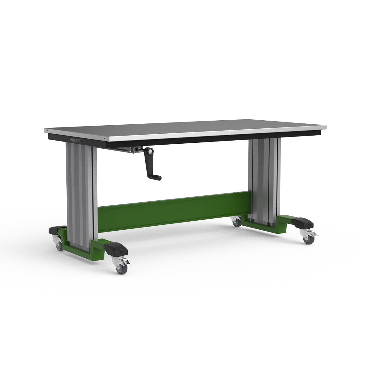 Mobile Adjustable Height Workbench - Stainless Steel Top