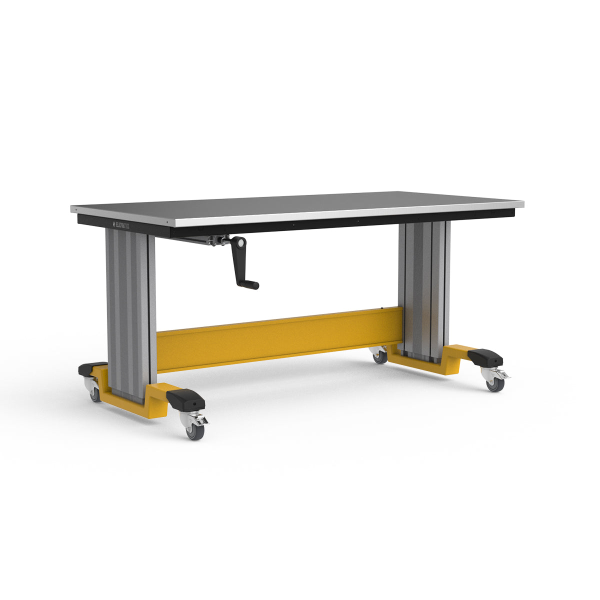 Mobile Adjustable Height Workbench - Stainless Steel Top