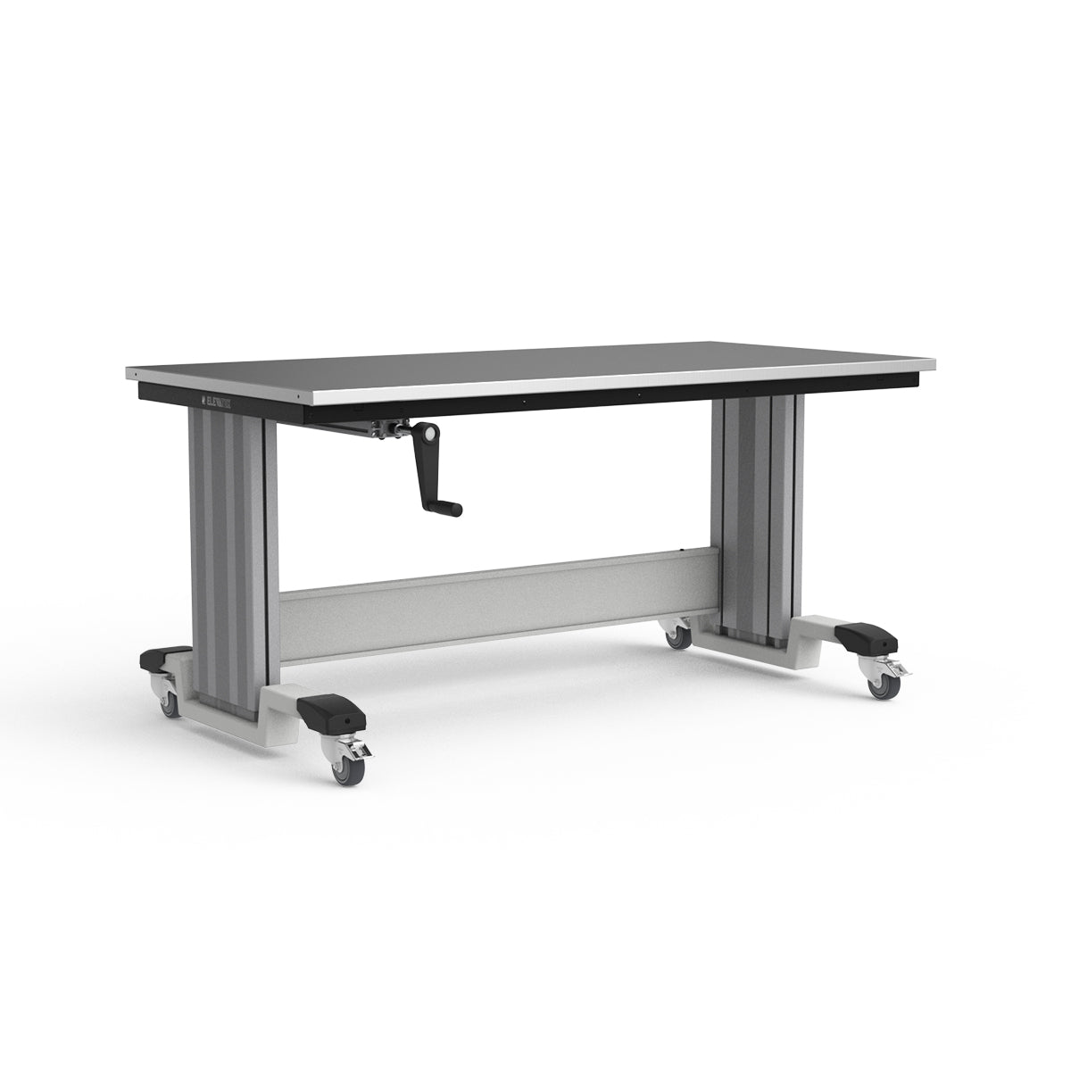 Mobile Adjustable Height Workbench - Stainless Steel Top