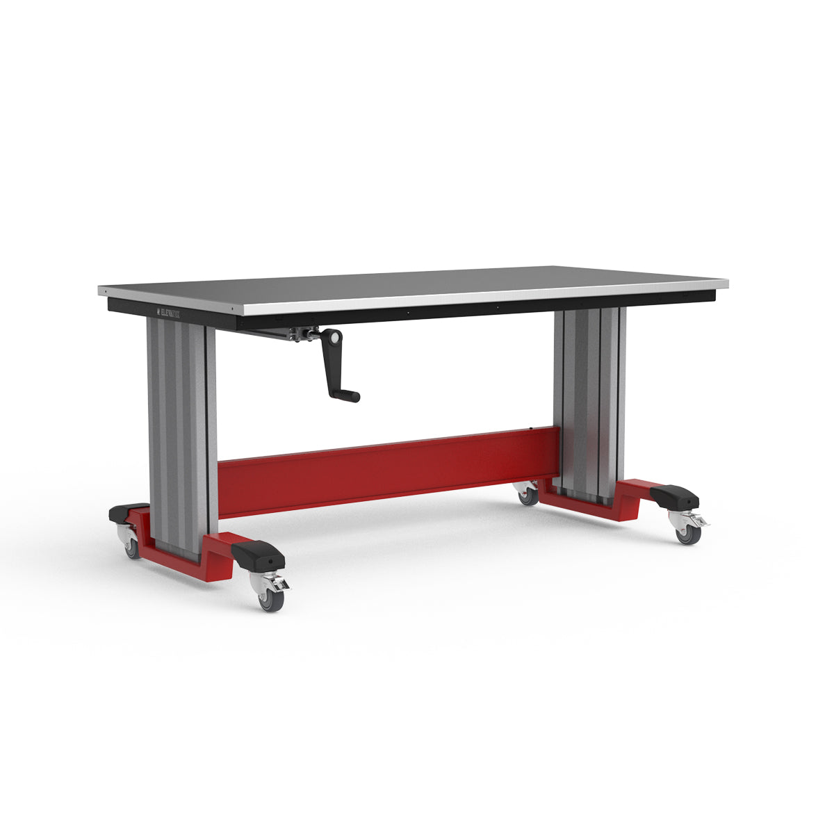 Mobile Adjustable Height Workbench - Stainless Steel Top