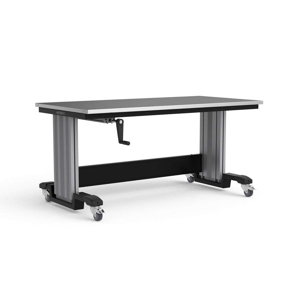 Mobile Adjustable Height Workbench - Stainless Steel Top