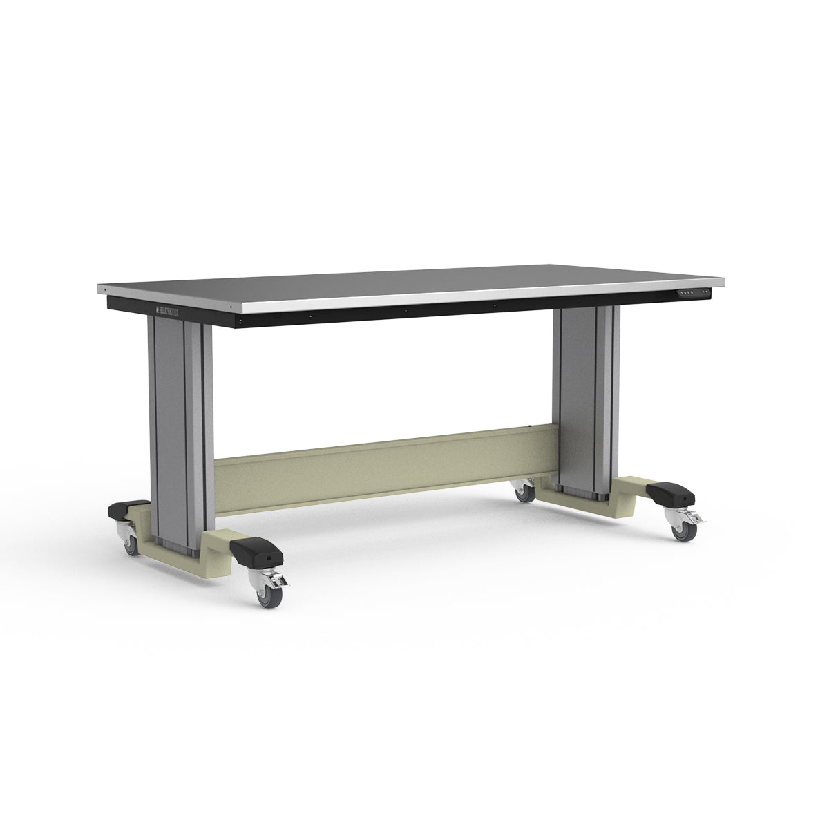 Mobile Adjustable Height Workbench - Stainless Steel Top
