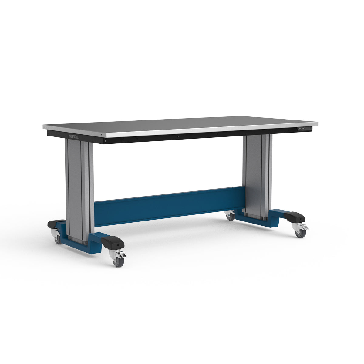 Mobile Adjustable Height Workbench - Stainless Steel Top