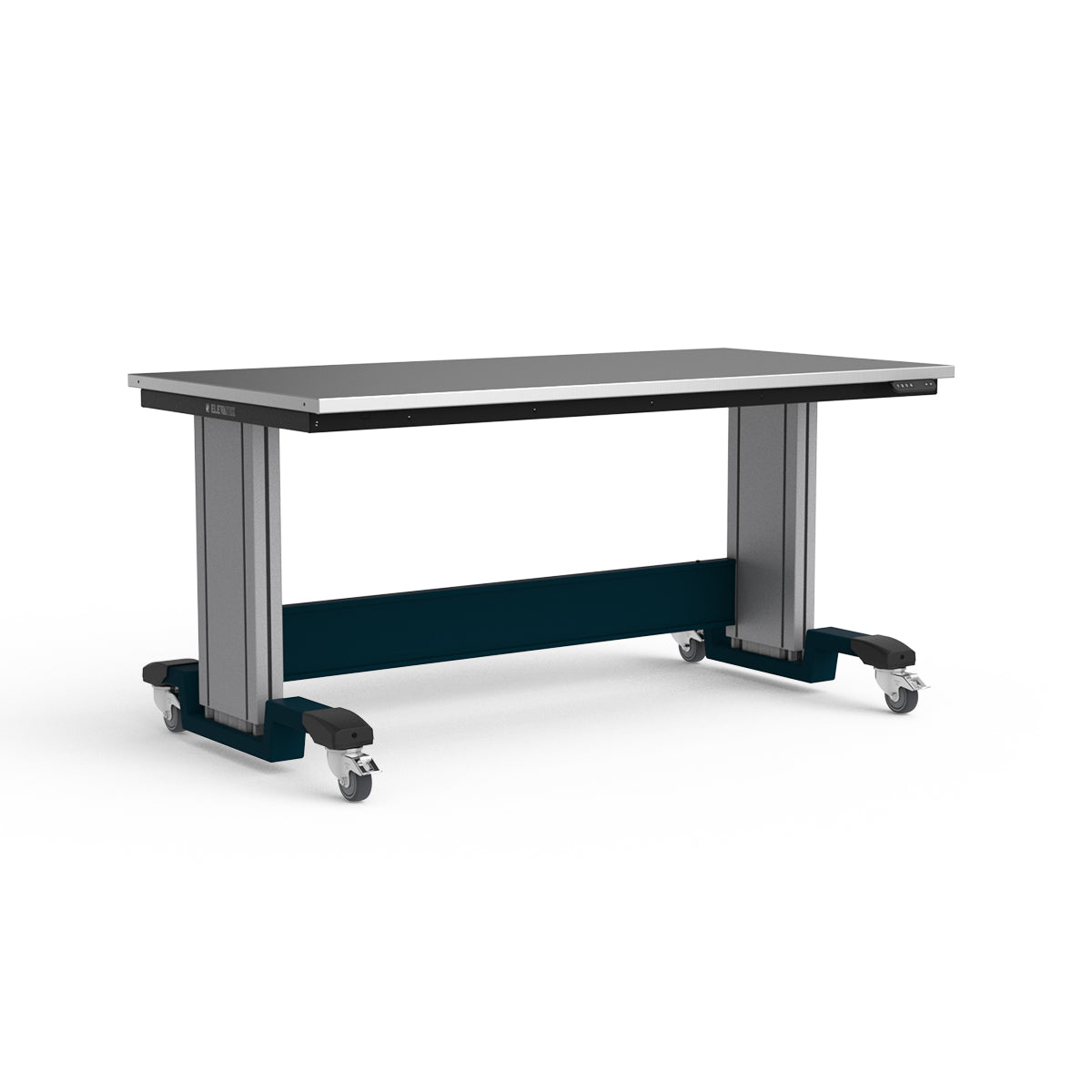 Mobile Adjustable Height Workbench - Stainless Steel Top