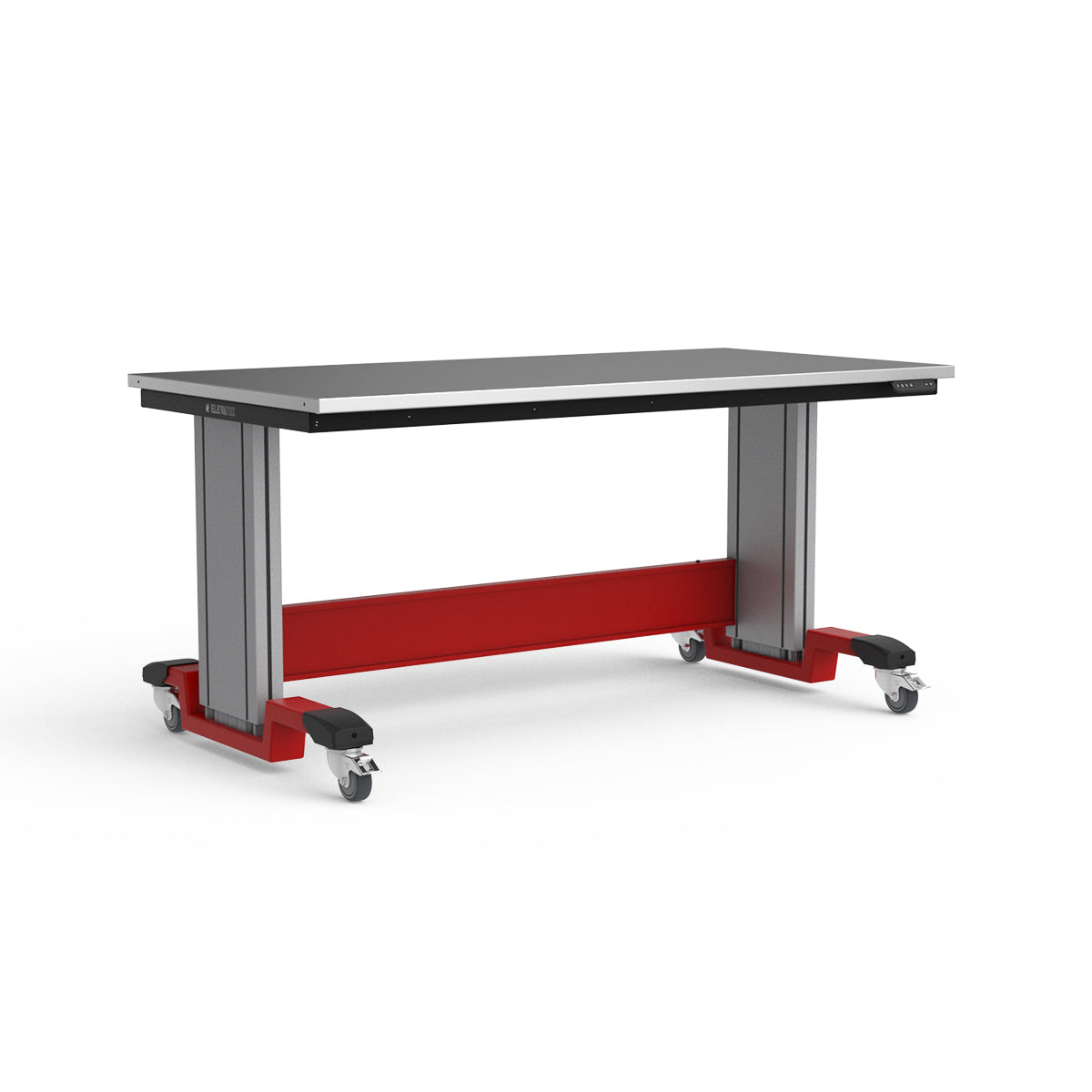 Mobile Adjustable Height Workbench - Stainless Steel Top