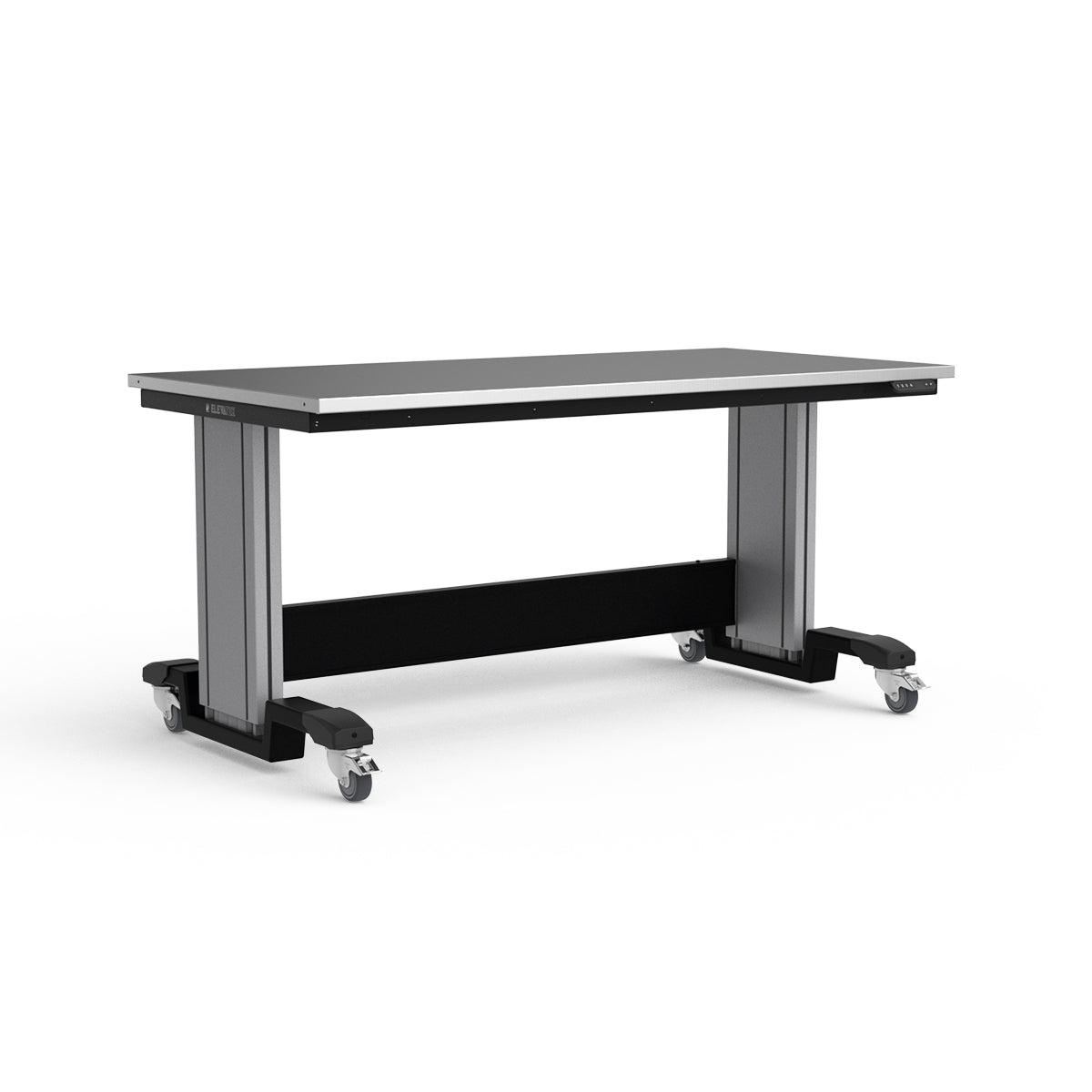 Mobile Adjustable Height Workbench - Stainless Steel Top