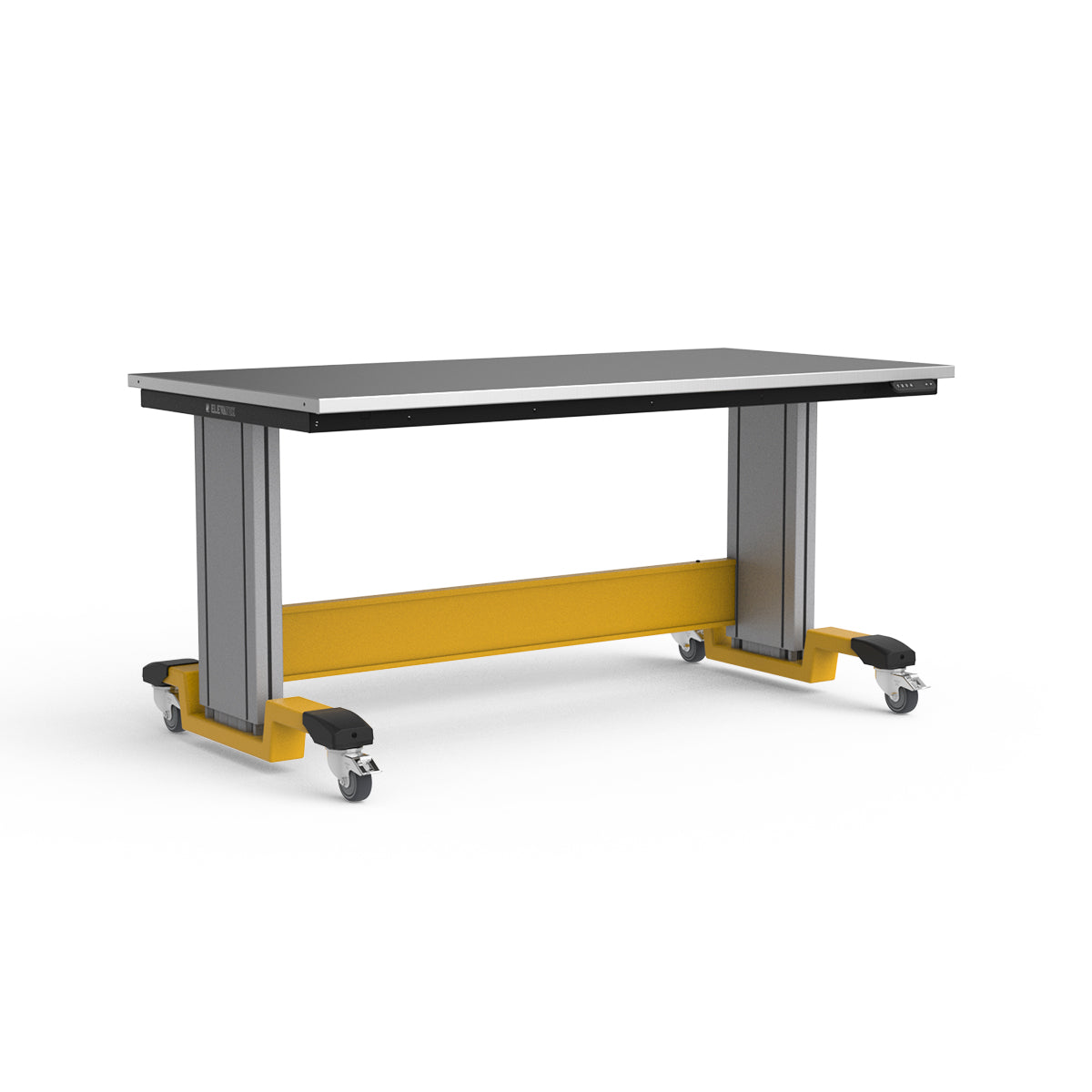 Mobile Adjustable Height Workbench - Stainless Steel Top