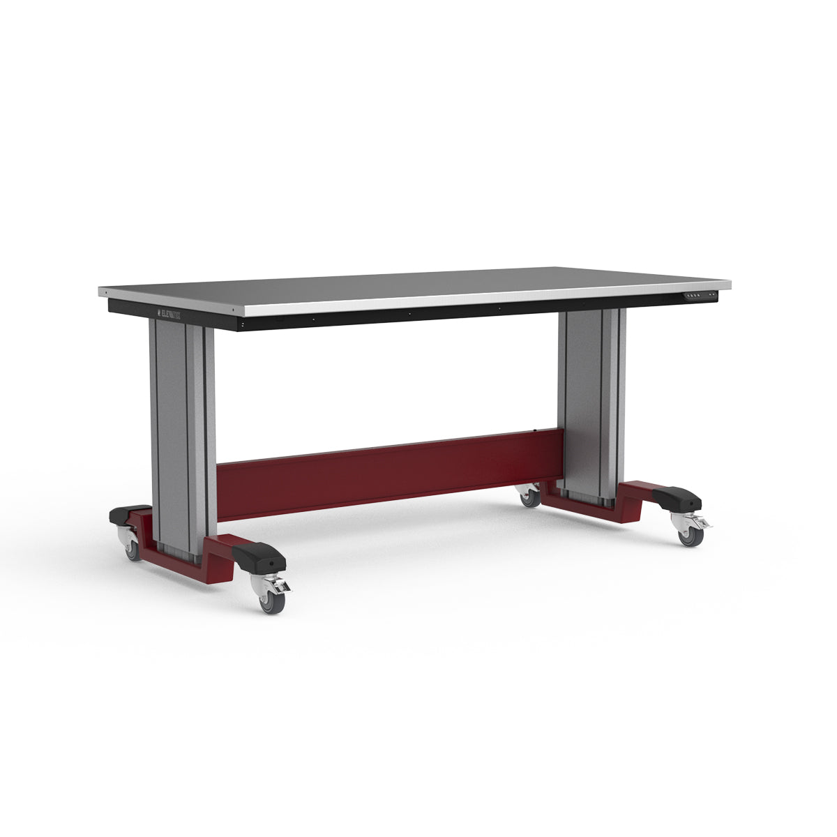 Mobile Adjustable Height Workbench - Stainless Steel Top